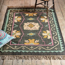 Wool Jute Vintage Kilim Rug