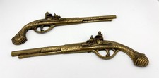 Pair Brass Imitation Flintlock Pistols Vintage Wall Hangings Decor