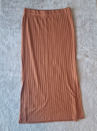 Brown ribbed knit midi - ribbed,