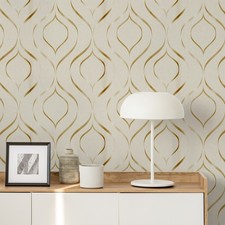 Cream Gold Geometric Wallpaper