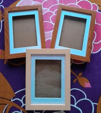3 Nicola Spring Shadow Box Frames With Mounts 8" X 6" Dark & Light Wood Effect