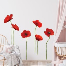 Red Poppy Flowers Wall