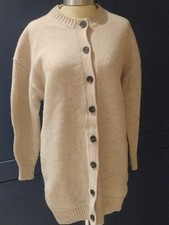 Boden Oatmeal 100% Wool Longer Length Button Up Cardigan (M)