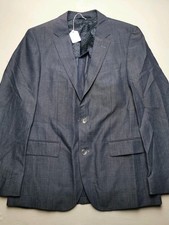 HUGO BOSS Men UK 38 Waist 32 Inseam 28 Linen Wool Suit VGC Blue Single Breasted