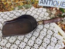 Antique Victorian Brass Coal Shovel Turned Wooden Handle