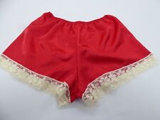 Red  Polyester Satin French Knickers in 10/12 with Cream    Lace.