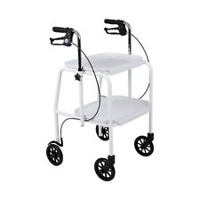 Adjustable Mobility Trolley Hand Brakes Walker Indoor Kitchen 4 Wheels White
