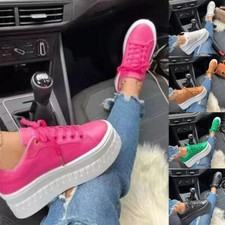 Womens PU Trainers Platform Chunky Pumps Wedge Shoes Casual Shoes Sneakers