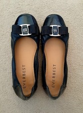 Everbest Black Trudy Ribbon Bow Ballerina Ballet Flats Shoes (Tory Burch Style)