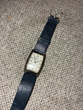 1940s Elgin Tank Watch - Pulsar Quartz Watch Vintage Blue Leather Strap