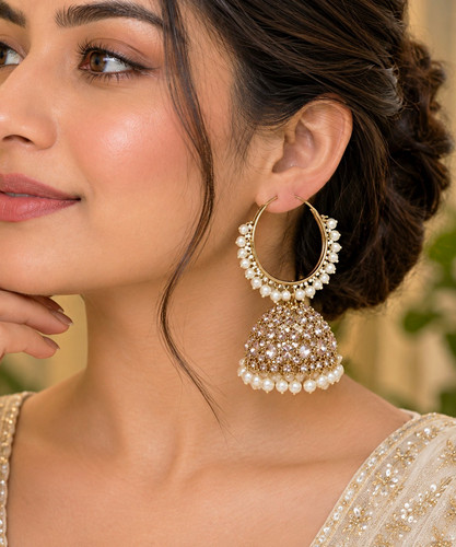 Gold tone hoop jhumka drop - gold,