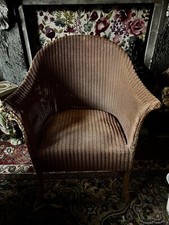 EARLY LLOYD LOOM CHAIR WITH WOVEN SEAT & CAPPED METAL FEET ORIGINAL FINISH VGC