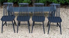 DANISH SOLID STICK BACK DINING CHAIRS PITCH BLACK FARROW & BALL