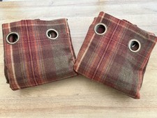 NEXT - Eyelet Check Curtains Rust Orange - Lined - 168cm Wide X 229cm Drop