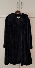 Laura Ashley Glamorous Black Faux Fur Swing Coat With Collar, size 12, £130