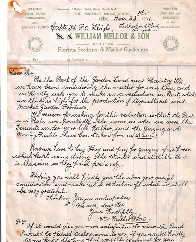 1931 letter capt hpo sleigh - 1931,