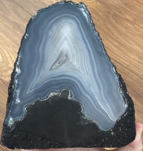 Polished natural banded agate - banded,