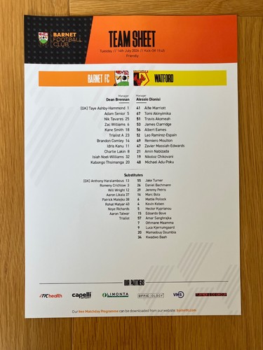 Barnet 2026 2027 - 2026-2027, season