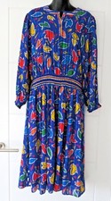 KANGA COLLECTION BY DALE TRYON LONDON BLUE VIBRANT 80S COUTURE DRESS M/L 12 14