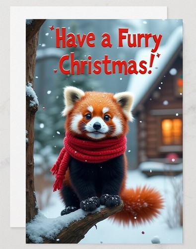 Cute red panda christmas - red,