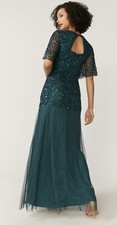 Coast Emerald green Sequin Angel Sleeve Long Dress 12 New