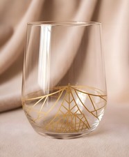 Vintage Courvoisier Cognac Tumbler Glass - Gold Geometric Design