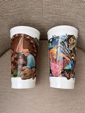 McDonald’s Jurassic Park Collectible Cups - Pair. Triceratops & Velociraptor.