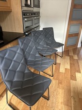 Dwell portella Dining Chairs  Faux Leather Grey- rrp £119 VGC Set Of 4