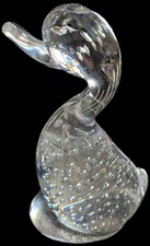 Whitefriars bubble Glass Dilly Duck in clear glass