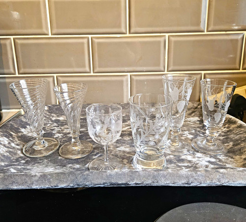 Unmarked vintage floral etched - vintage,