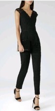 REISS Black black Manola vneck gull length Jumpsuit Size 12