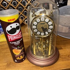 Haller German Brass & Glass Domed Anniversary Clock - Working please look 