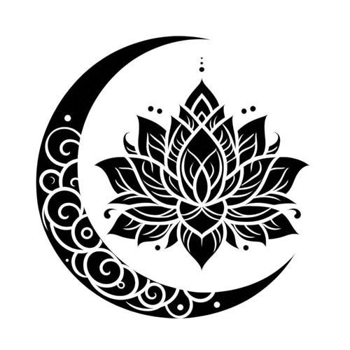 Lotus moon vinyl decal sticker - lotus,