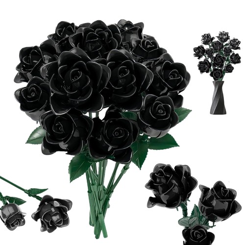 585pcs black rose building - black,