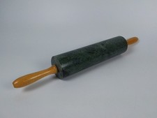 Vintage Green Marble Rolling Pin with Wooden Handles Baking Utensil Tool