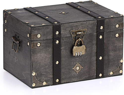Wooden vintage treasure chest - vintage,