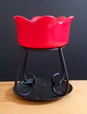 YANKEE CANDLE PETAL BOWL MELT WARMER IN BRICK RED WITH ASSORTED WAX MELTS