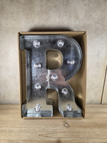 Silver metal marquee letter - letter, r