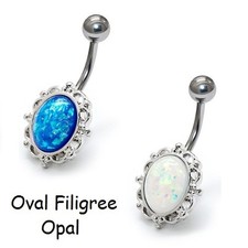 Opal Belly Bar Navel Ring