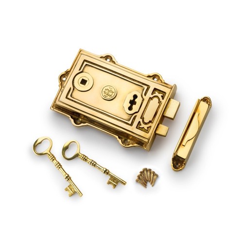 Solid brass davenport rim - brass, lock