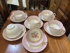 Vintage Royal Grafton Bone China Floral Porcelain Tea Cups and Saucers x 6 VGC