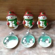 6 Christmas Tree Decorations Snowmen Penguins