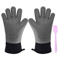 Heat resistant Oven gloves, Silicone gloves with Fingers, Food Grade Waterproof