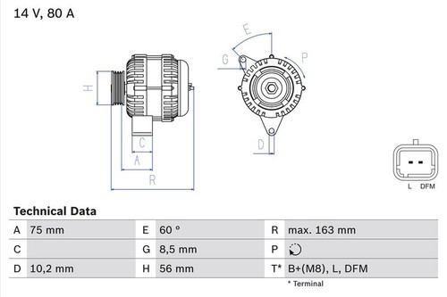 Bosch 0986049630 alternator - 0986049630,