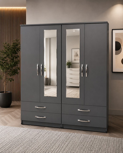 Ready assembled grey wardrobe - assembled,