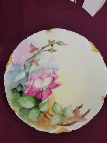 Limoges roses plate - v,