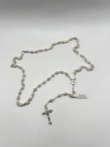 Silver oval filigree - oval, rosary