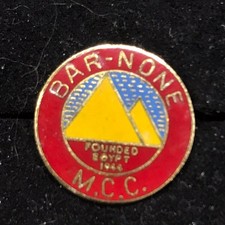 Bar None Motorcycle Club vintage enamel badge 1950's