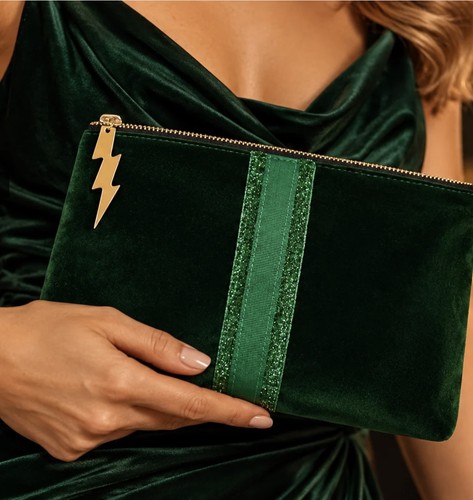 Emerald green velvet clutch - velvet,