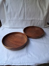 Set 2 Teak Wood Bowl/Plate Ghana Handmade Traditional